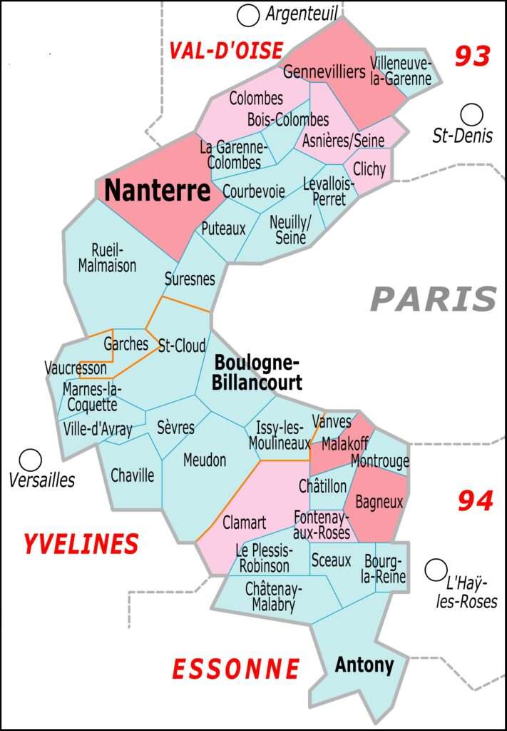 Carte des Hauts de seine 92