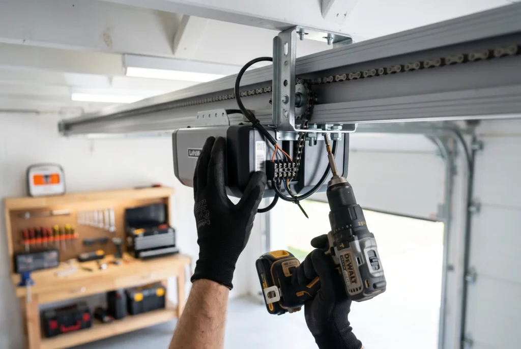 Réparation porte de garage à Trappes — installation motorisation porte sectionnelle par technicien DB Assistance