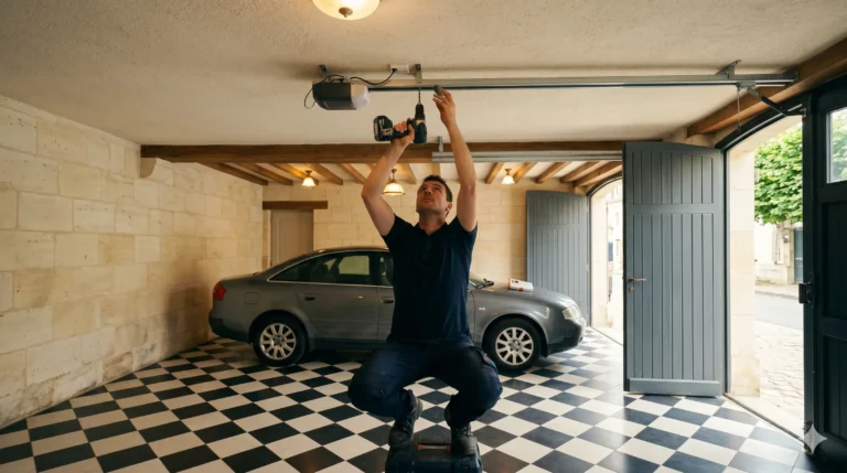 réparation porte de garage à Versailles installation motorisation garage résidentiel pierre de taille