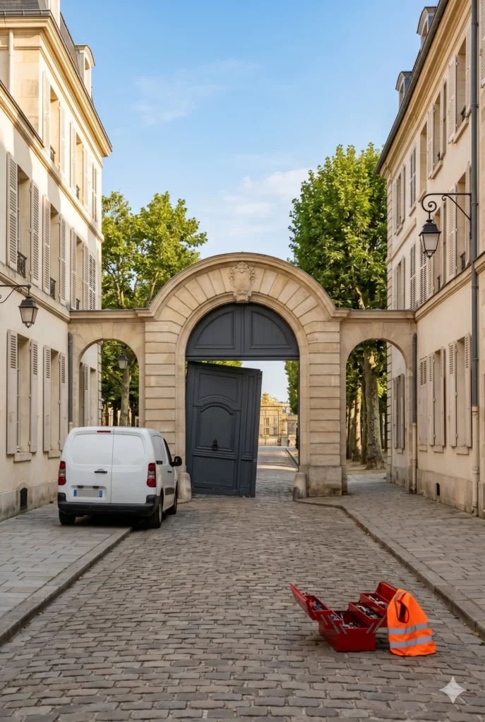 Réparation porte de garage à Versailles, porte cochère bloquée quartier Notre-Dame intervention urgente