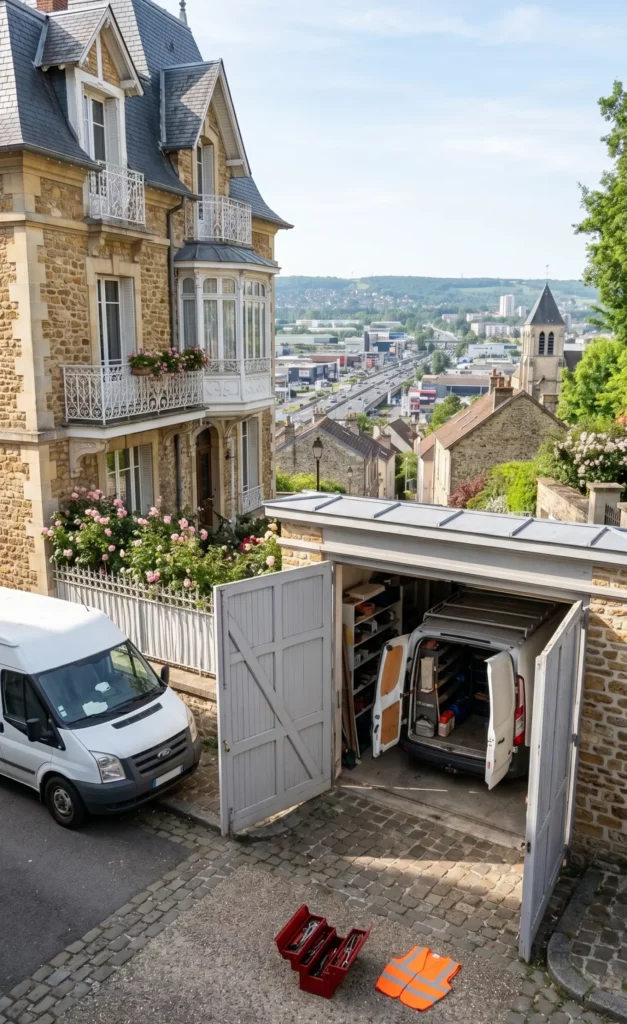 Dépannage porte de garage à Enghien-les-Bains — porte battante bloquée villa Belle Époque lac Casino