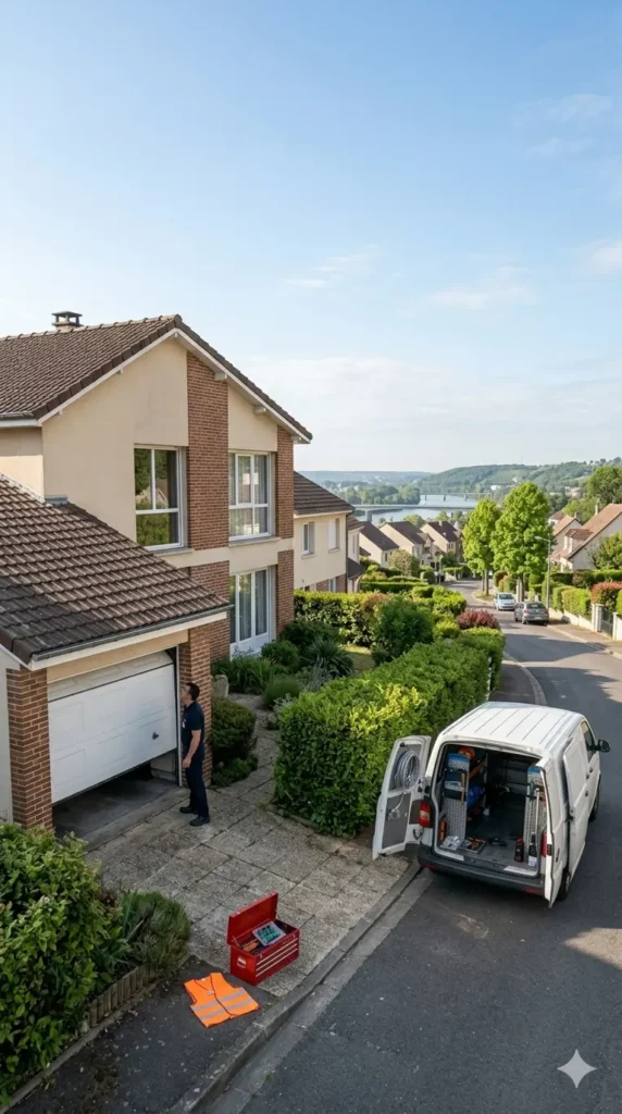 Dépannage porte de garage à Herblay-sur-Seine porte sectionnelle bloquée pavillon lotissement coteaux Seine