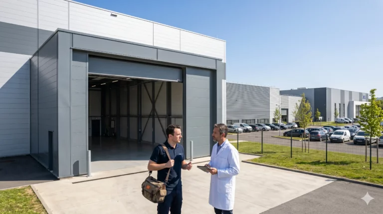 Dépannage porte de garage aux Mureaux intervention porte industrielle site aéronautique