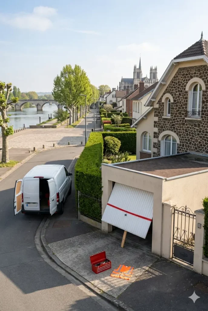 dépannage porte de garage à Mantes-la-Jolie — porte sectionnelle bloquée pavillon Gassicourt bords de Seine