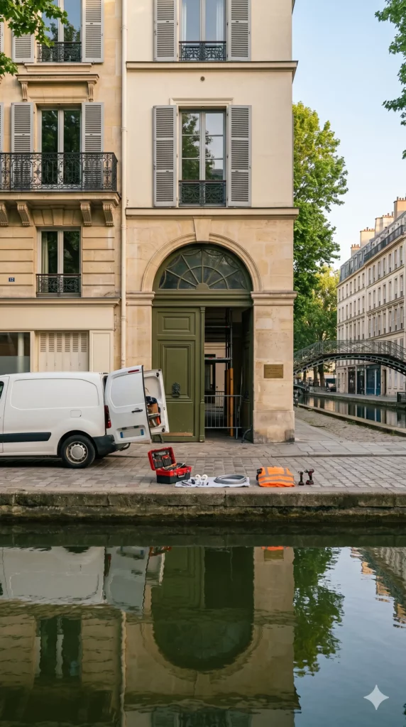 Dépannage porte de garage Paris 10e porte cochère bloquée immeuble faubourien canal Saint-Martin