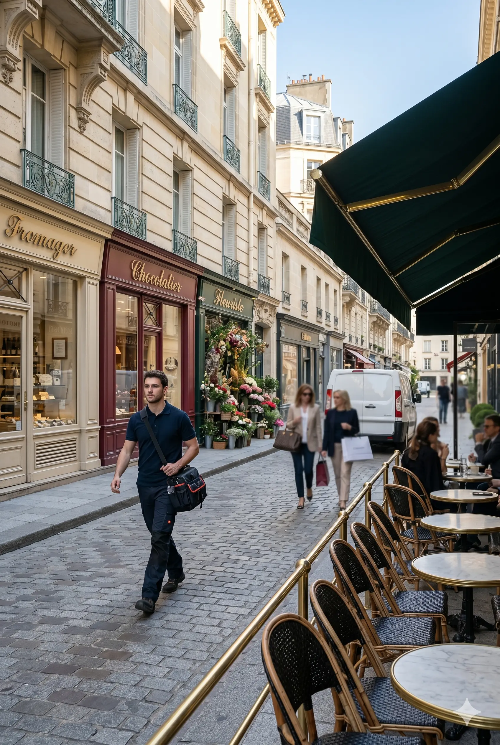 Technicien DB Assistance réparant une porte de garage à Paris 16e