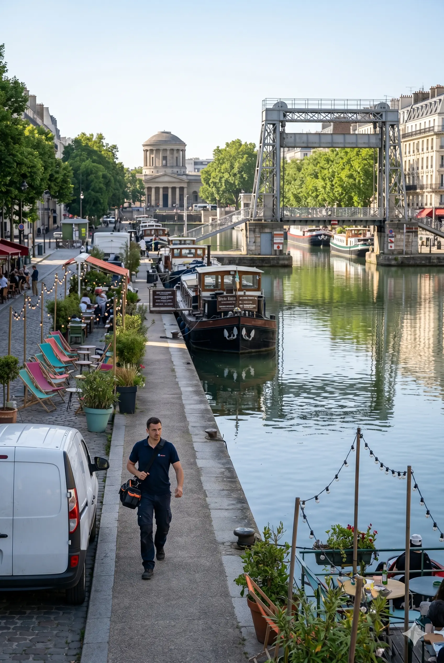 Technicien DB Assistance réparant une porte de garage à Paris 19e