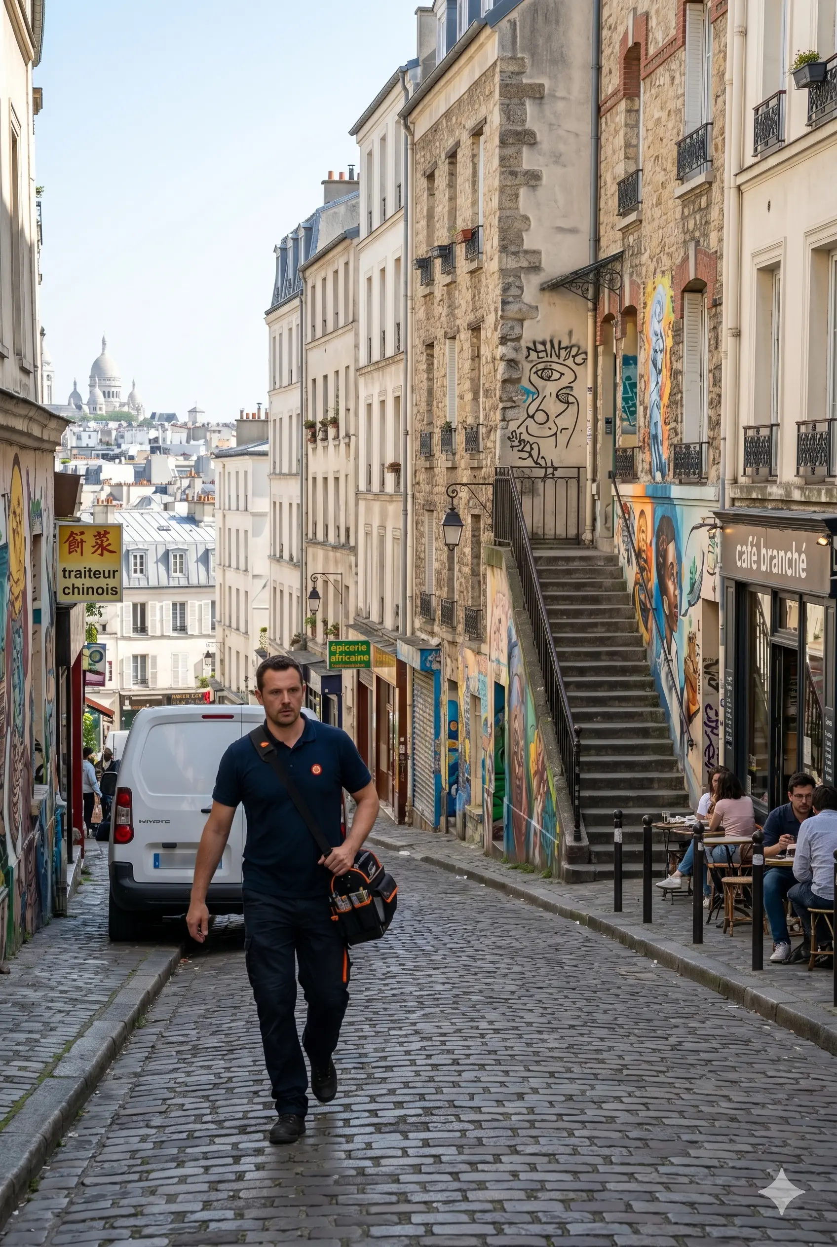 Technicien DB Assistance réparant une porte de garage à Paris 20e