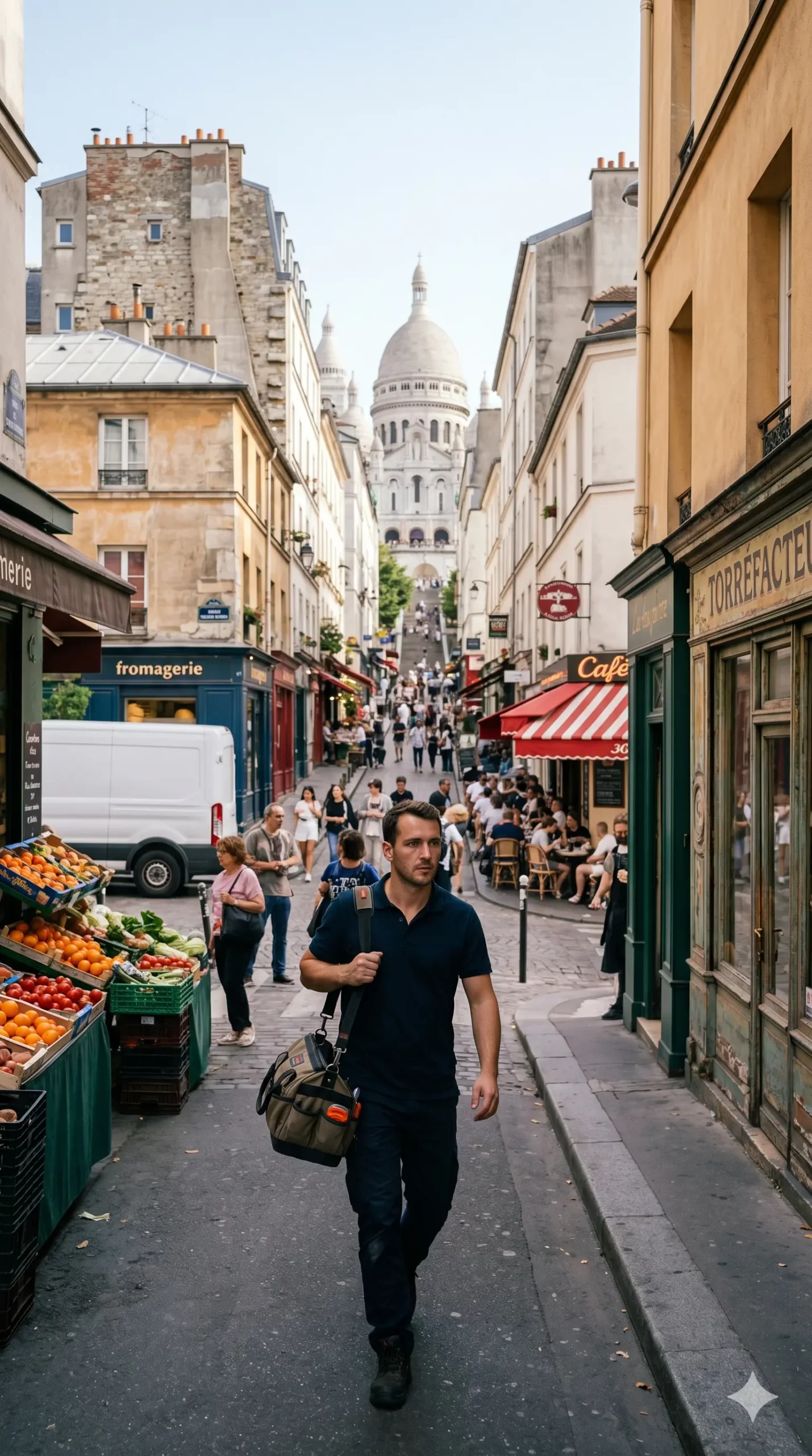 Technicien DB Assistance réparant une porte de garage à Paris 9e