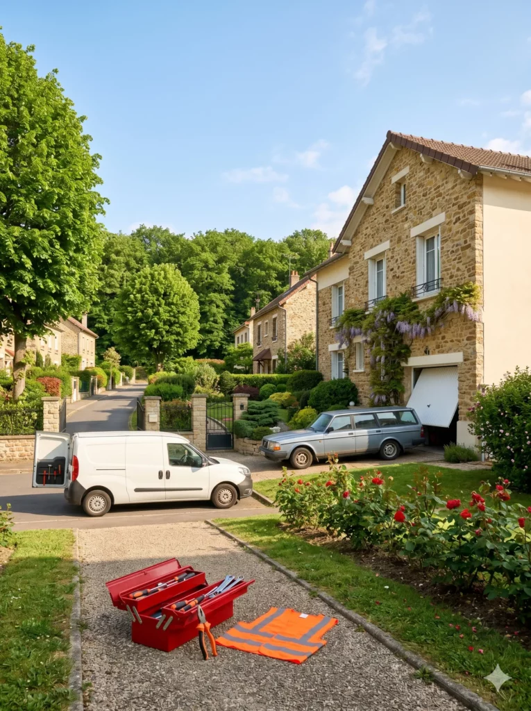 dépannage porte de garage à Poissy porte basculante bloquée pavillon quartier résidentiel forêt Saint-Germain