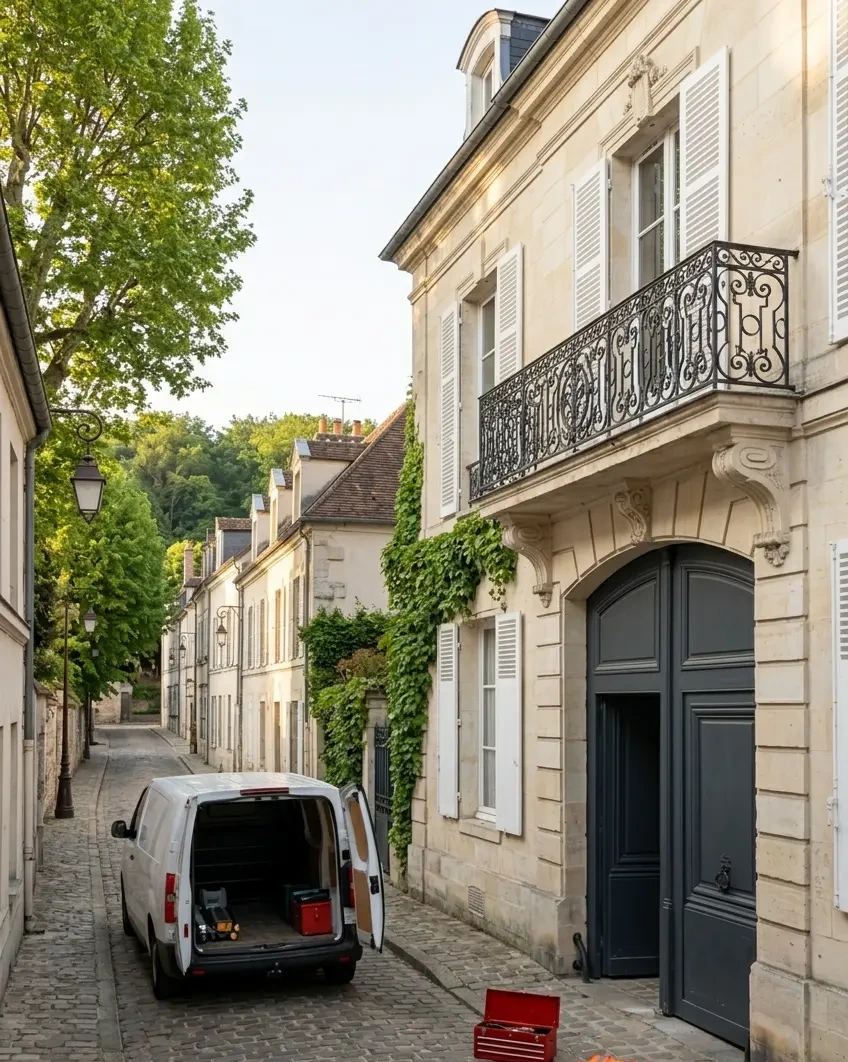 Technicien DB Assistance réparant une porte de garage à Saint-Germain-en-Laye