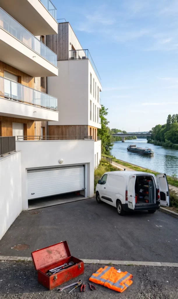 Dépannage porte de garage à Saint-Ouen-l'Aumône porte sectionnelle bloquée résidence Val de Liesse bord Oise