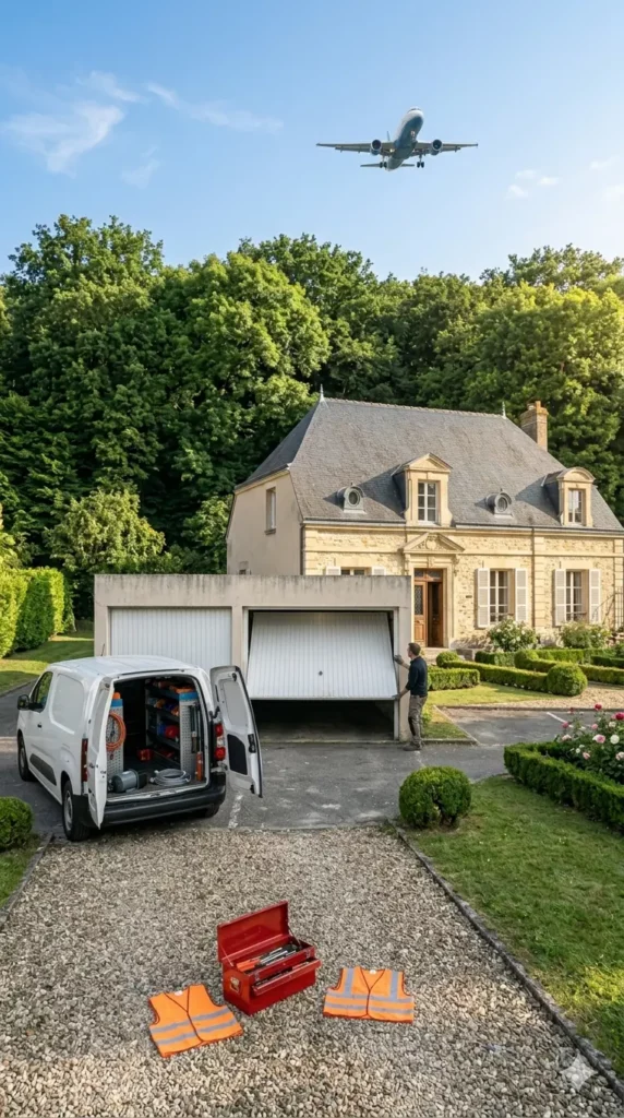Dépannage porte de garage à Taverny porte sectionnelle bloquée pavillon lisière forêt Montmorency