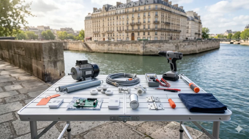 Dépannage porte de garage Paris 4e pièces certifiées toutes marques quai de Seine île Saint-Louis