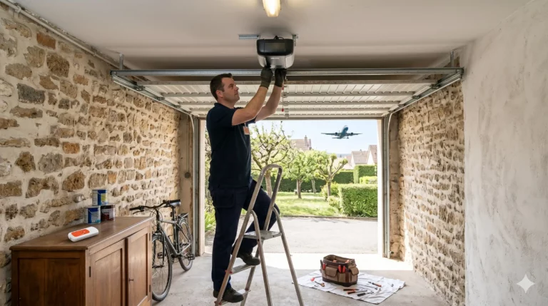 Dépannage porte de garage à Goussainville installation motorisation garage pavillon Grange des Noues avion Roissy