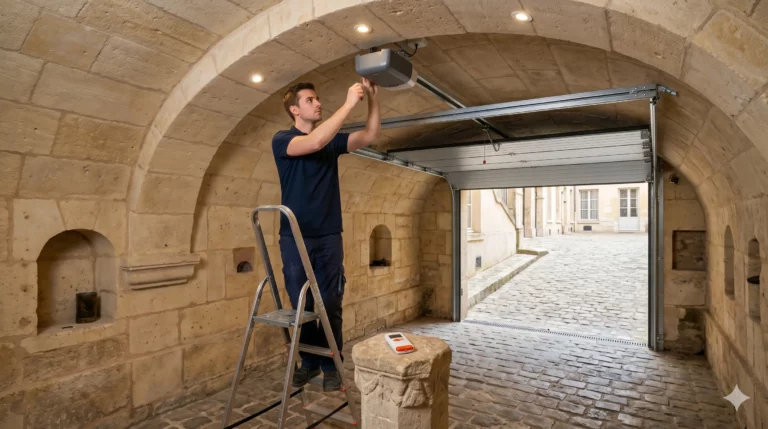 dépannage porte de garage Paris 3e installation motorisation parking voûté hôtel particulier Marais