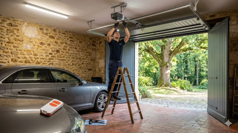 dépannage porte de garage à Saint-Germain-en-Laye installation motorisation garage pavillon pierre meulière forêt