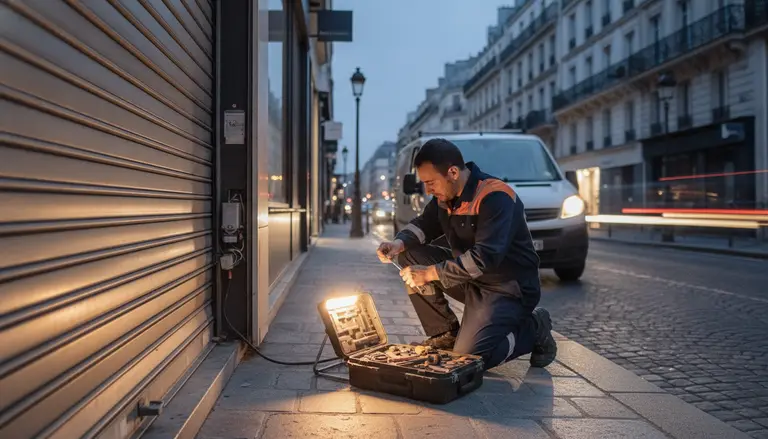 Intervention de dépannage sur un rideau métallique par DB Assistance
