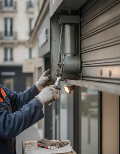 Intervention récente de réparation de rideau métallique à Paris 16e (75016)
