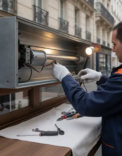 Intervention récente de réparation de rideau métallique à Paris 5e (75005)