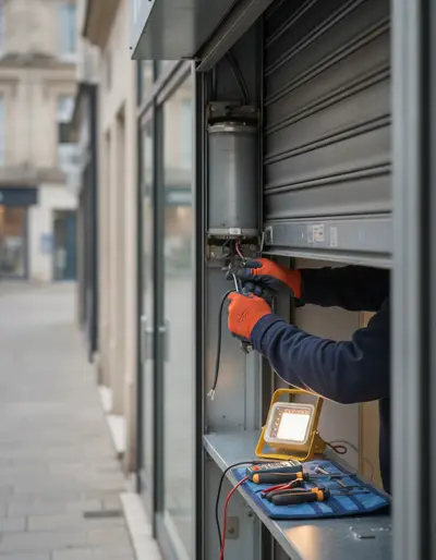 Intervention récente de réparation de rideau métallique à Poissy (78300)