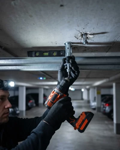 Dépannage porte de garage au Kremlin-Bicêtre renforcement fixation parking vibrations métro ligne 7 ligne 14 A6B