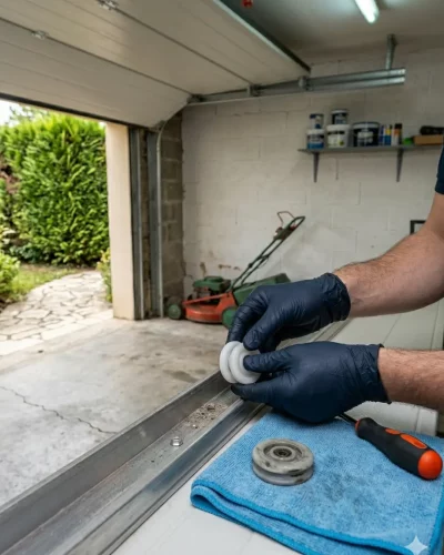 dépannage porte de garage à Élancourt remplacement galet roulement porte sectionnelle pavillon années 70