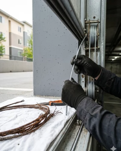 dépannage porte de garage à Mantes-la-Jolie remplacement câbles corrodés parking collectif humidité Seine